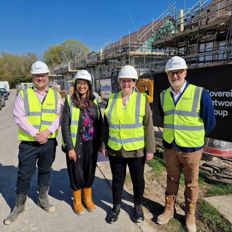 Olivia visiting the new affordable housing development in Chapel Row