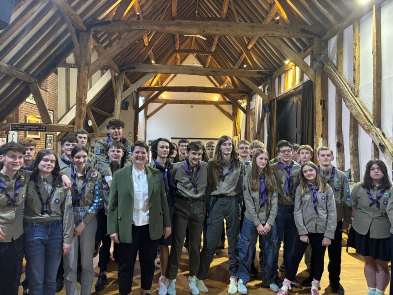 Olivia meeting with West Pang Explorer Scouts in Purley-upon-Thames