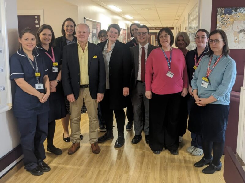 Olivia meeting the team at the Royal Berks Hospital Maternity Department